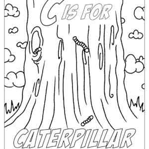 C Is For Caterpillar Title Coloring Page